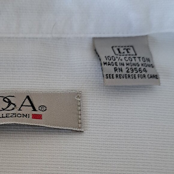 Italy Bosa Le Collezioni Piqué White Stylish Cotton Men Shirt VTG Size L Tall - Picture 7 of 11